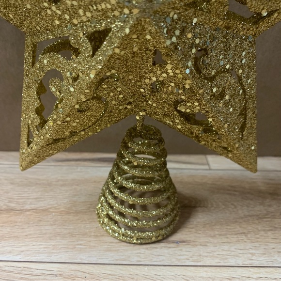 New! Kurt S Adler Star Christmas Tree Topper 8” Gold Glitter 5 Point - Picture 3 of 10